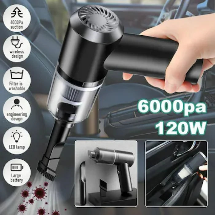 Powerful Rechargeable 3 in 1 Portable Vacuum Cleaner Duster Blower Air Pump Wireless Handheld Clean Microscopic Dust From Car, Home, Computer, Laptop, Flower, Mirror, Vehicle Interior Cleaner