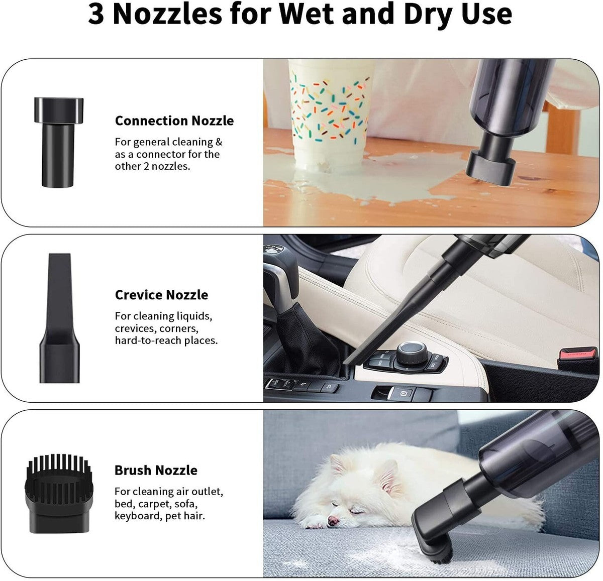Powerful Rechargeable 3 in 1 Portable Vacuum Cleaner Duster Blower Air Pump Wireless Handheld Clean Microscopic Dust From Car, Home, Computer, Laptop, Flower, Mirror, Vehicle Interior Cleaner